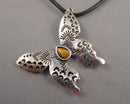 Tiger Eye Butterfly Pendant Necklace (Vintage) H094-17