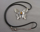 Tiger Eye Butterfly Pendant Necklace (Vintage) H094-17