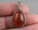 Amber Gemstone Pendant 925 Sterling Silver (Vintage) H095-4