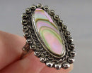 Abalone Shell Gemstone Ring Size 7 (Vintage) H095-5