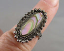 Abalone Shell Gemstone Ring Size 7 (Vintage) H095-5