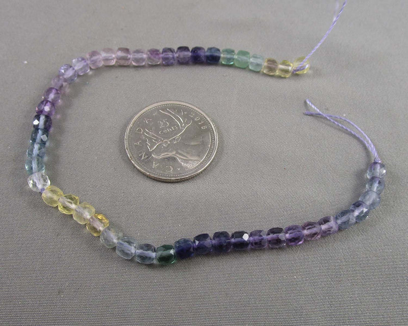 Gradient Color Fluorite Beads 4mm Faceted Cube (C573)
