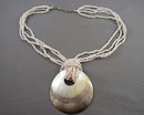 Abalone Shell Pendant Necklace (Vintage) H095-14
