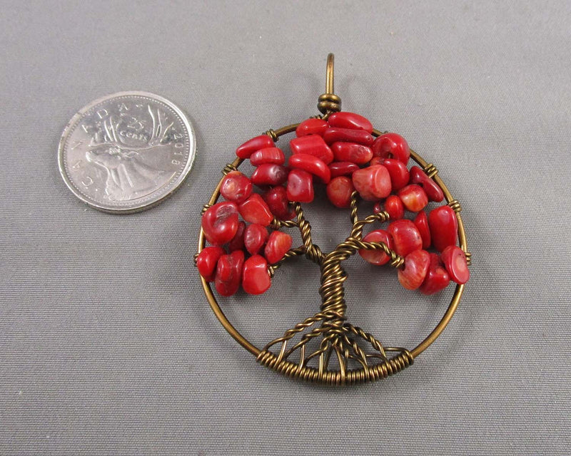 Red Jasper Tree Pendant (Vintage) H007-2
