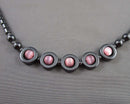 Hematite & Cat's Eye Gemstone Necklace (Vintage) H095-20