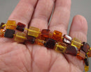 Amber Square Beads 7mm C764