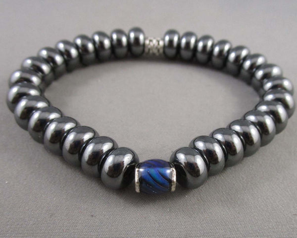 Hematite & Mood Bead Bracelet (Vintage) H007-8