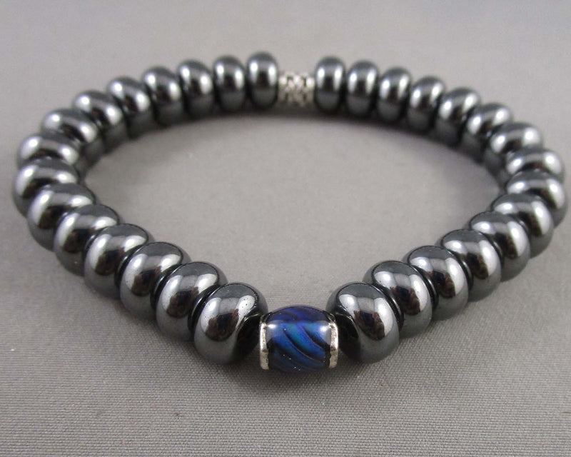 Hematite & Mood Bead Bracelet (Vintage) H007-8