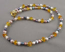 Amber & Pearl Gemstone Necklace Vintage Z004