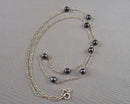 Hematite with 925 Sterling Silver 1.6mm Figaro Chain Necklace Vintage H007-17