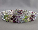 RARE!  Multi Gemstone Bracelet Solid 925 Sterling Silver (Vintage) H095-23