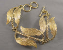 925 Sterling Silver Gold Plated Leaf Bracelet (Vintage) H095-24