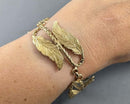 925 Sterling Silver Gold Plated Leaf Bracelet (Vintage) H095-24