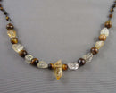 Citrine & Tiger Eye Gemstone Necklace (Vintage) H097-9