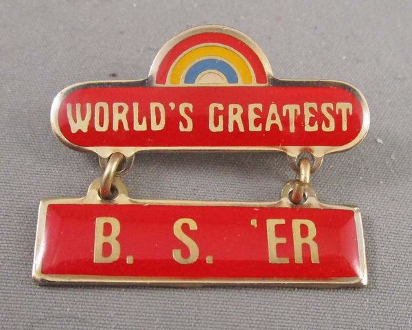 "World's Greatest BS'er" Brooch (Vintage) H059-5