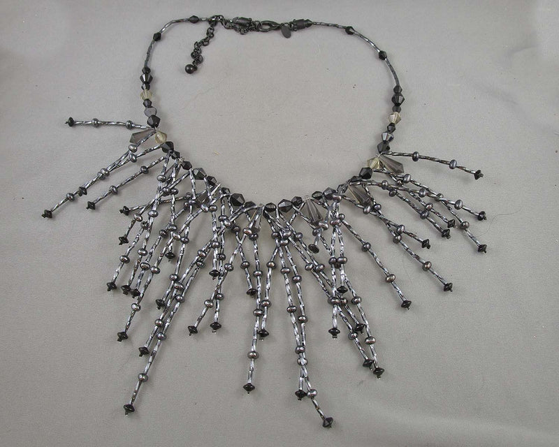 Vintage Black Fringe Necklace by Chico's H059-6