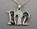 Letter M Pendant with inlay Opal H059-8