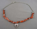 Carnelian Gemstone Necklace with Angel Wings H059-14