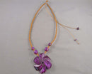 Horn Flower Pendant Necklace (Vintage) H098-4