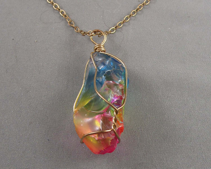 Aura Quartz Crystal Necklace H059-18