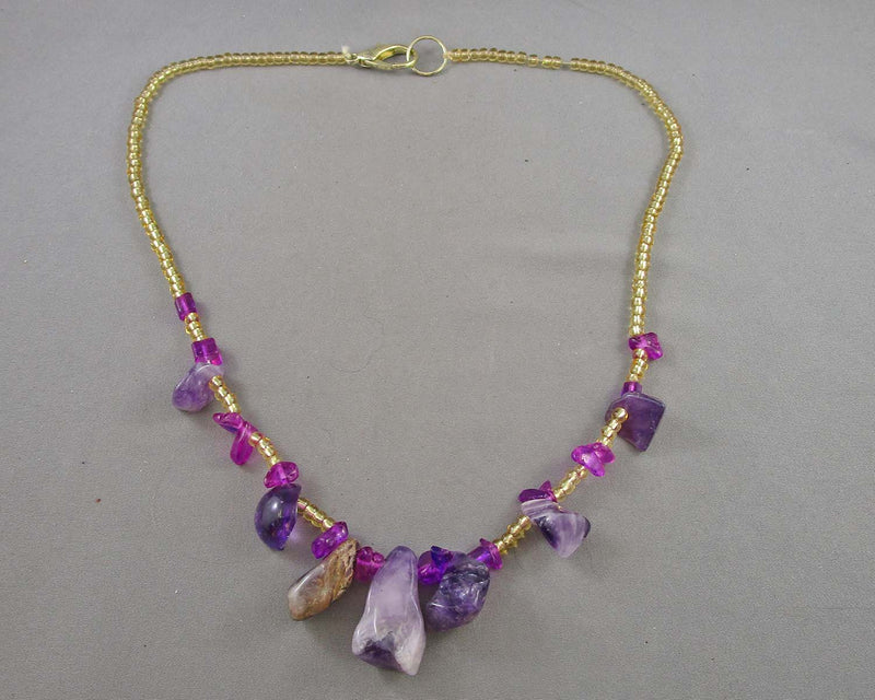 Amethyst Crystal Necklace Vintage H059-19