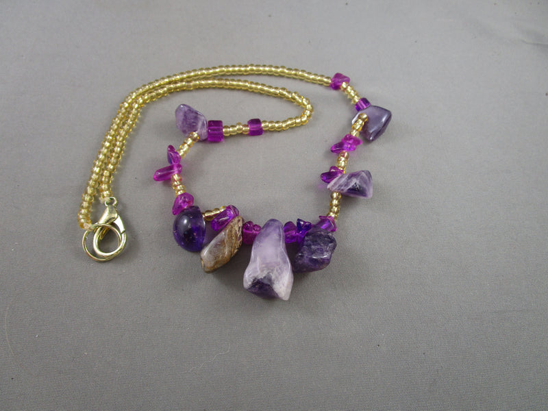 Amethyst Crystal Necklace Vintage H059-19