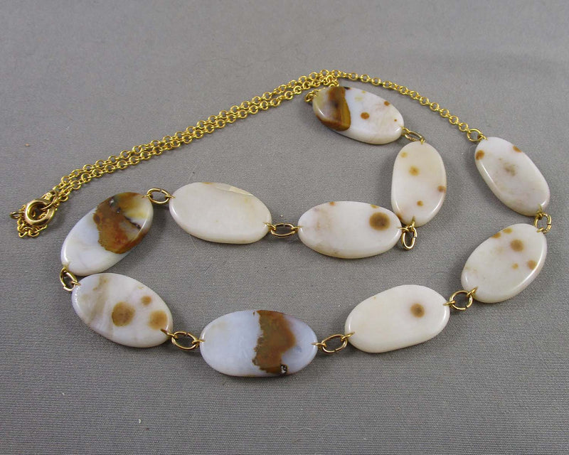 Agate Gemstone Necklace Vintage H059-21