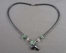 Aventurine & Hematite Dolphin Pendant Necklace (Vintage) H098-23