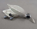 Hematite 925 Sterling Silver Brooch (Vintage) H098-25