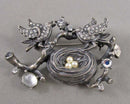 Rhinestone Birds with Nest Brooch (Vintage) H099-13
