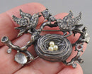 Rhinestone Birds with Nest Brooch (Vintage) H099-13