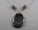 Agate Gemstone Necklace Vintage H081-5