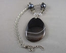 Agate Gemstone Necklace Vintage H081-5