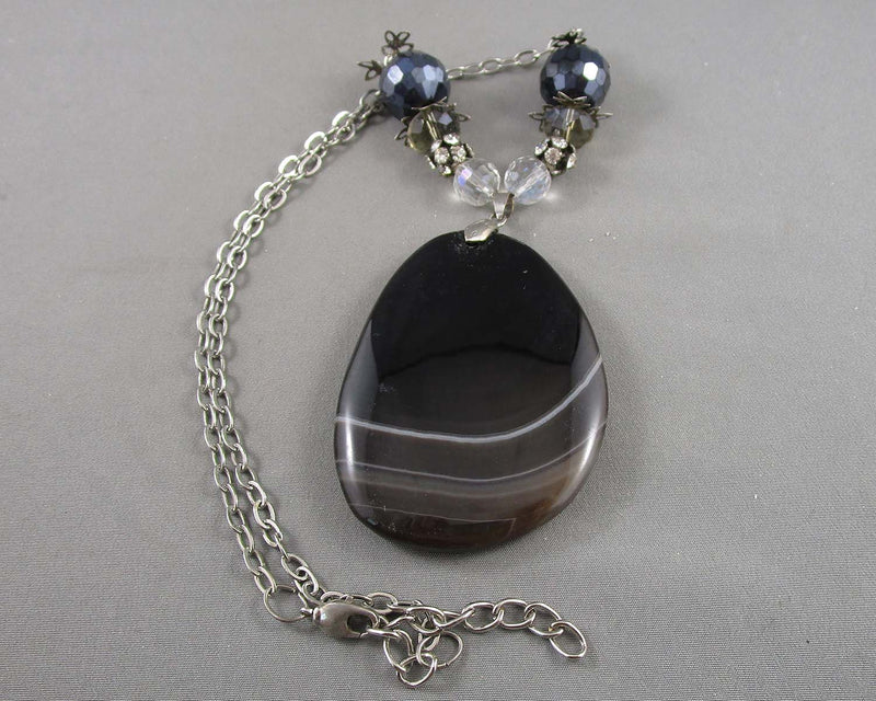 Agate Gemstone Necklace Vintage H081-5