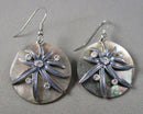 Shell & Rhinestone Gemstone Earrings (Vintage) H100-2