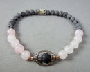 Quartz & Lava Gemstone Bracelet (Vintage) H100-6