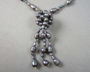 Peacock Blue Pearl Gemstone Necklace (Vintage) H100-7