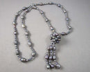 Peacock Blue Pearl Gemstone Necklace (Vintage) H100-7