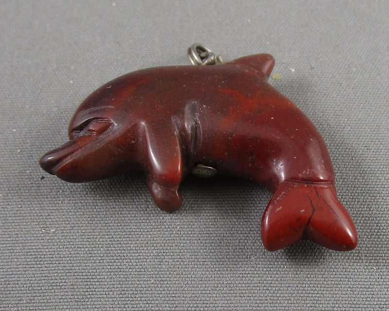 Red Jasper Dolphin Pendant (Vintage) H081-18