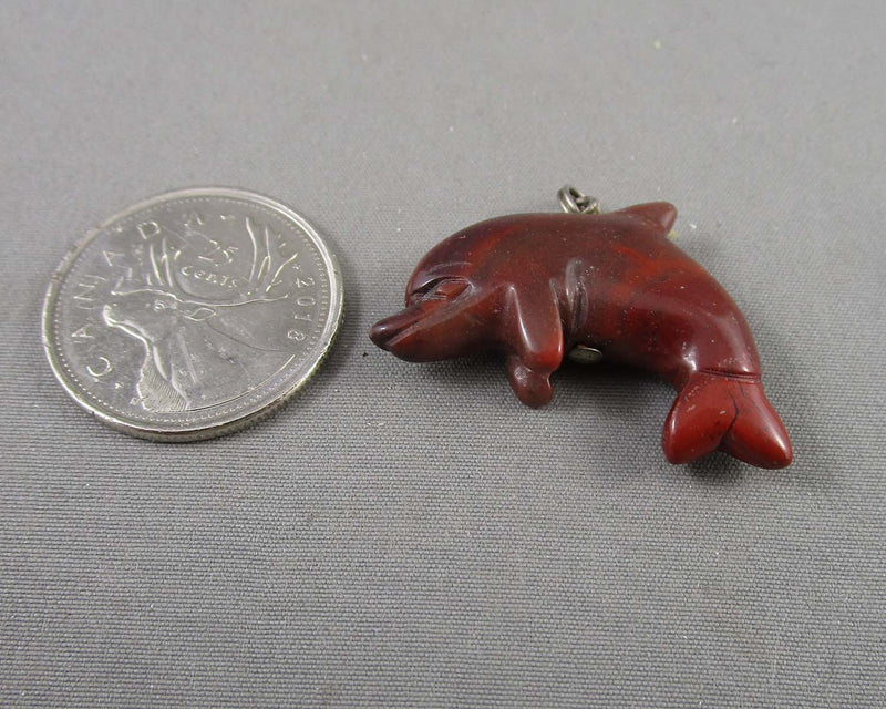 Red Jasper Dolphin Pendant (Vintage) H081-18