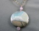 Ocean Picture Stone Pendant Necklace (Vintage) H100-24