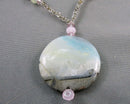 Ocean Picture Stone Pendant Necklace (Vintage) H100-24