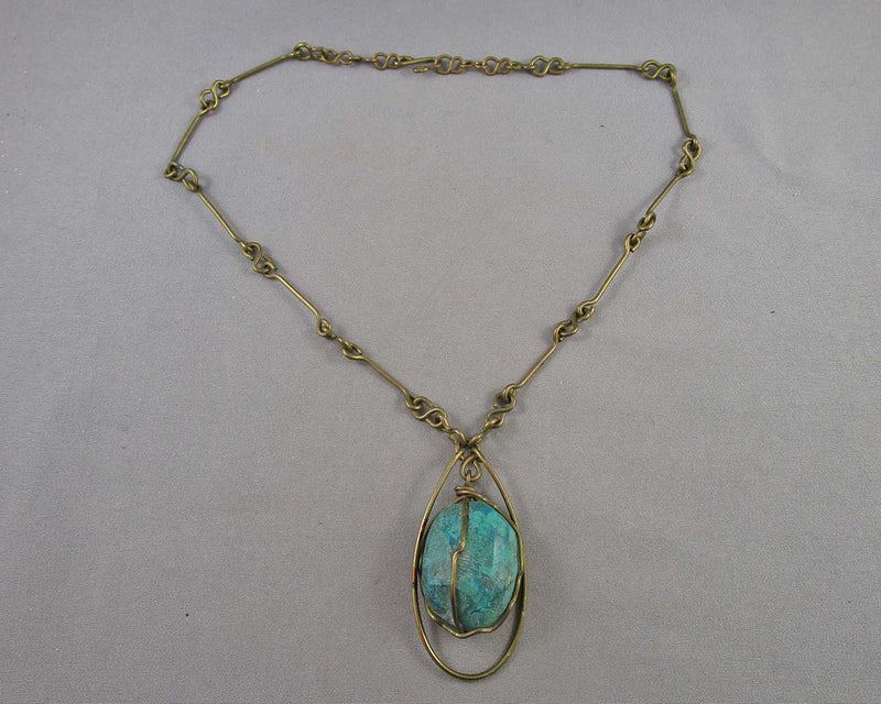 Chrysocolla Gemstone Pendant Necklace H017-1