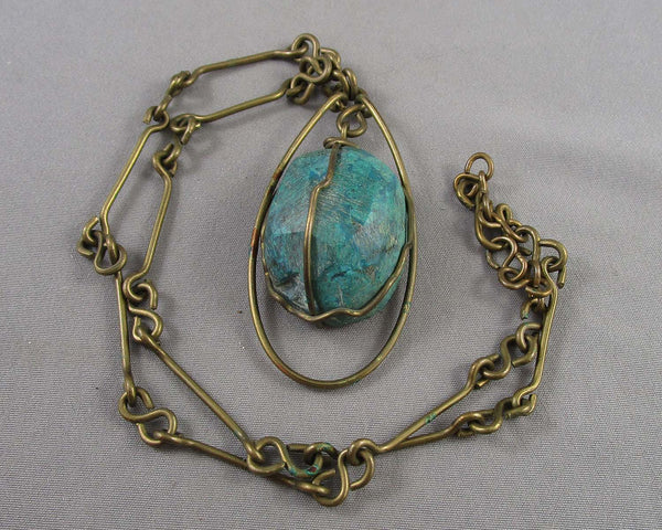 Chrysocolla Gemstone Pendant Necklace H017-1