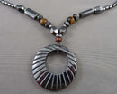 Hematite & Tiger Eye Necklace Vintage H017-6
