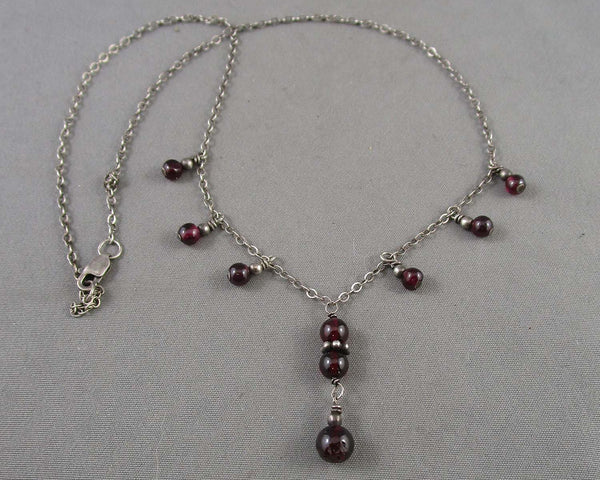 Garnet Gemstone Necklace 925 Sterling Silver H017-19