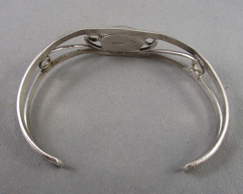 Turquoise Gemstone Sterling Silver Bangle (Vintage) H017-20