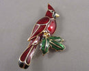 Red Cardinal Bird Enamel Brooch (Vintage) H101-5