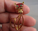 Cat Enamel Brooch (Vintage) H101-10