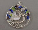 Owl in a Tree Mixed Gemstone Pendant H102-6